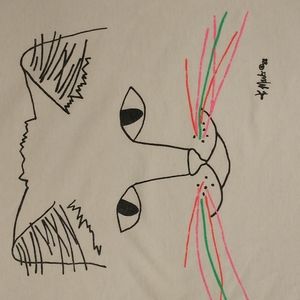80's Vintage Cat Tee Soft Cotton T Shirt Intense Kitty K. Marks 1988 Graphic Lg